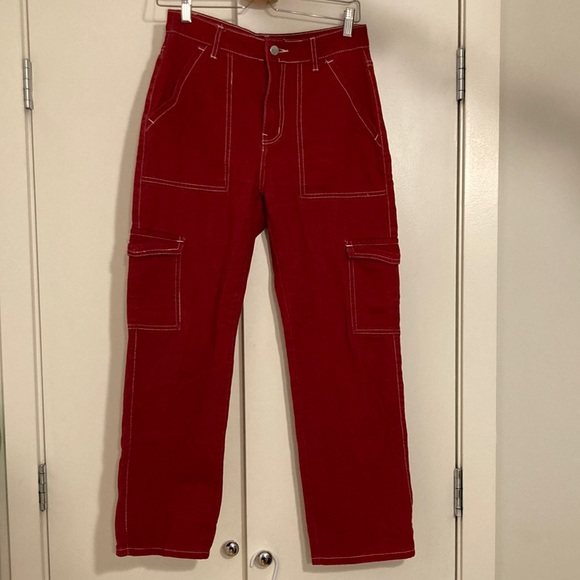 Shein Red Cargo Pants - Picture 2 of 9